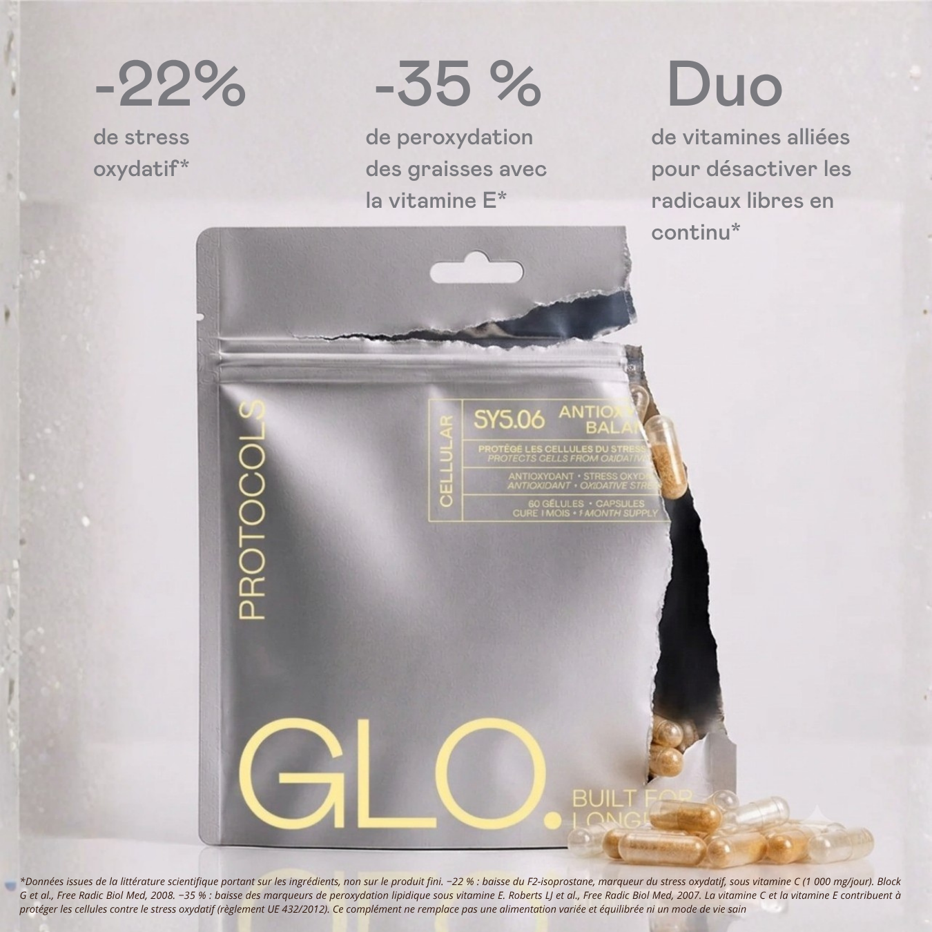 Compléments alimentaires Made In france Longévité GLO Antioxydant